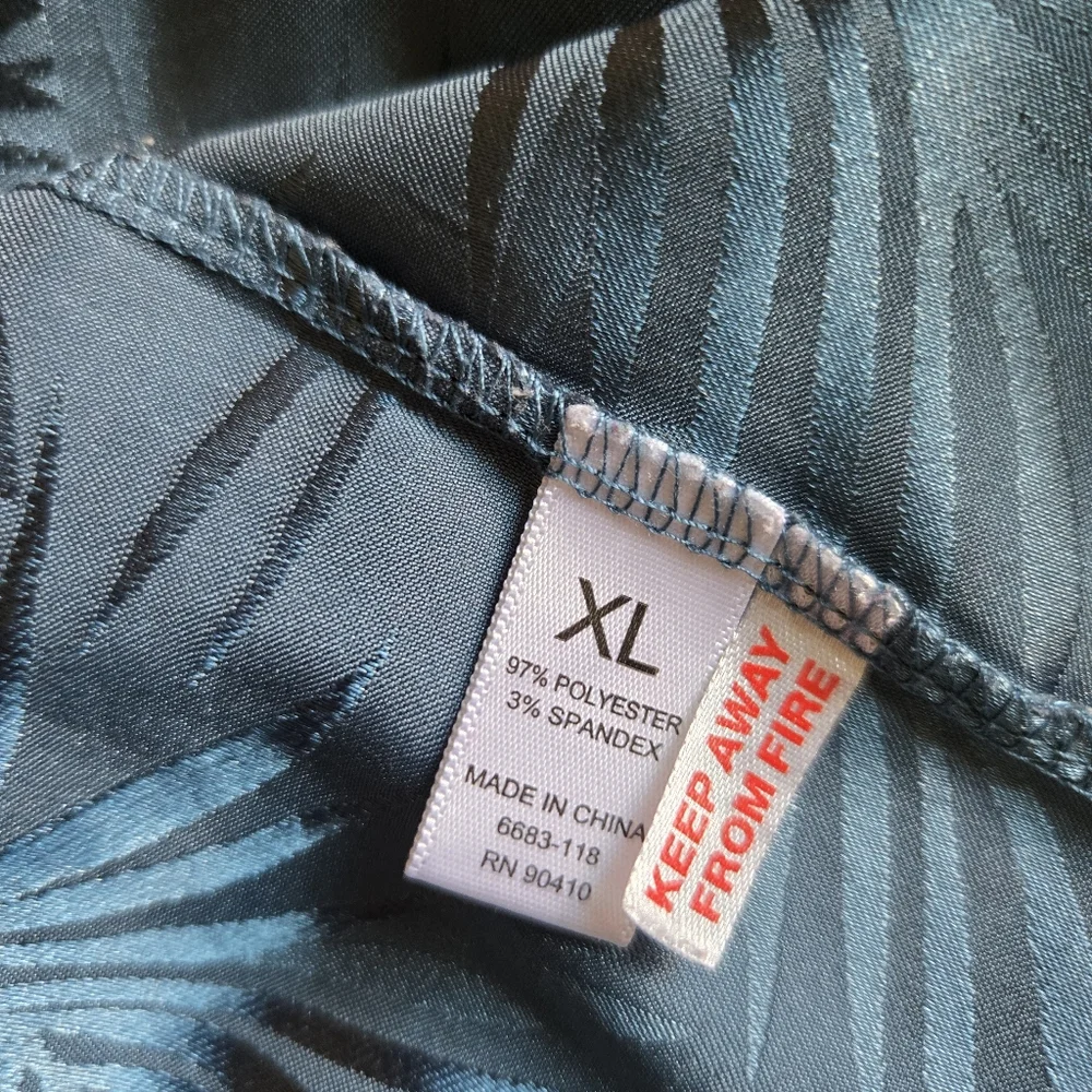 3/$25 Nicole Miller New York Pajama Short Set Sleepwear Satin Finish Floral Teal - Picture 5 of 10